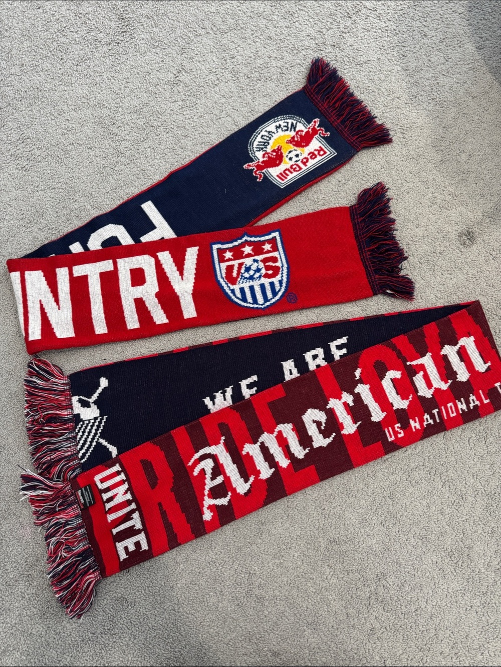 TWO (2) US National Team Red & Navy Soccer Scarves